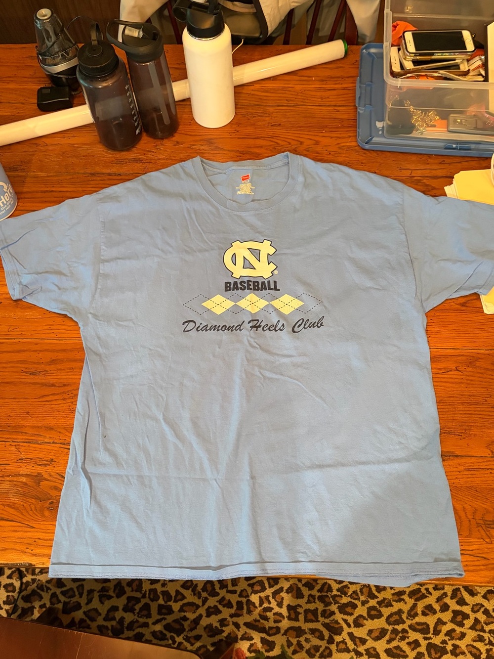 Hanes Light Blue UNC Chapel H North Carolina Baseball Diamond Heels Club T-Shirt
